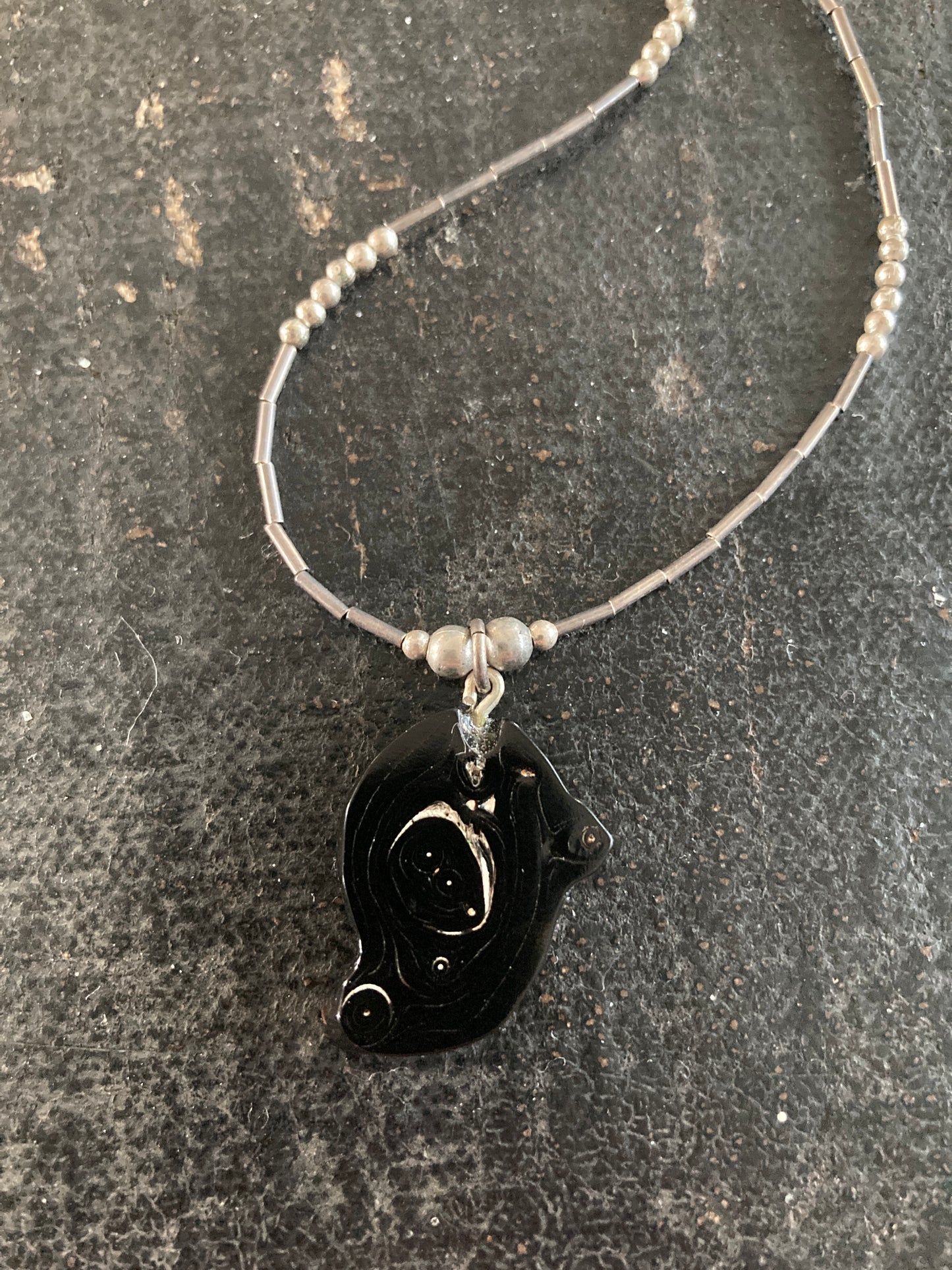 Black Coral Pendant Necklace