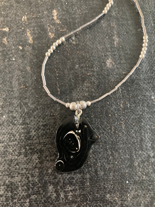 Black Coral Pendant Necklace