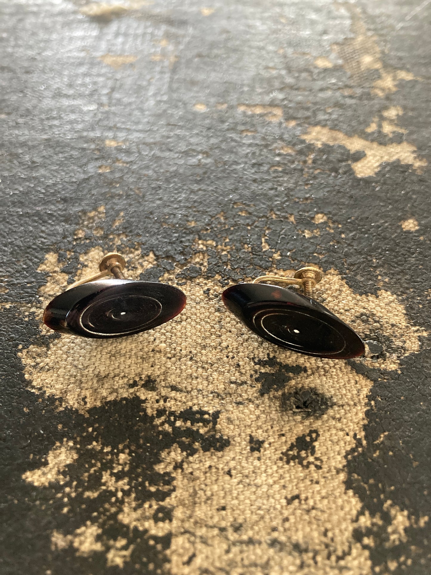 Black Coral Diagonal Cut Earrings Gold Filled Sulton Co.