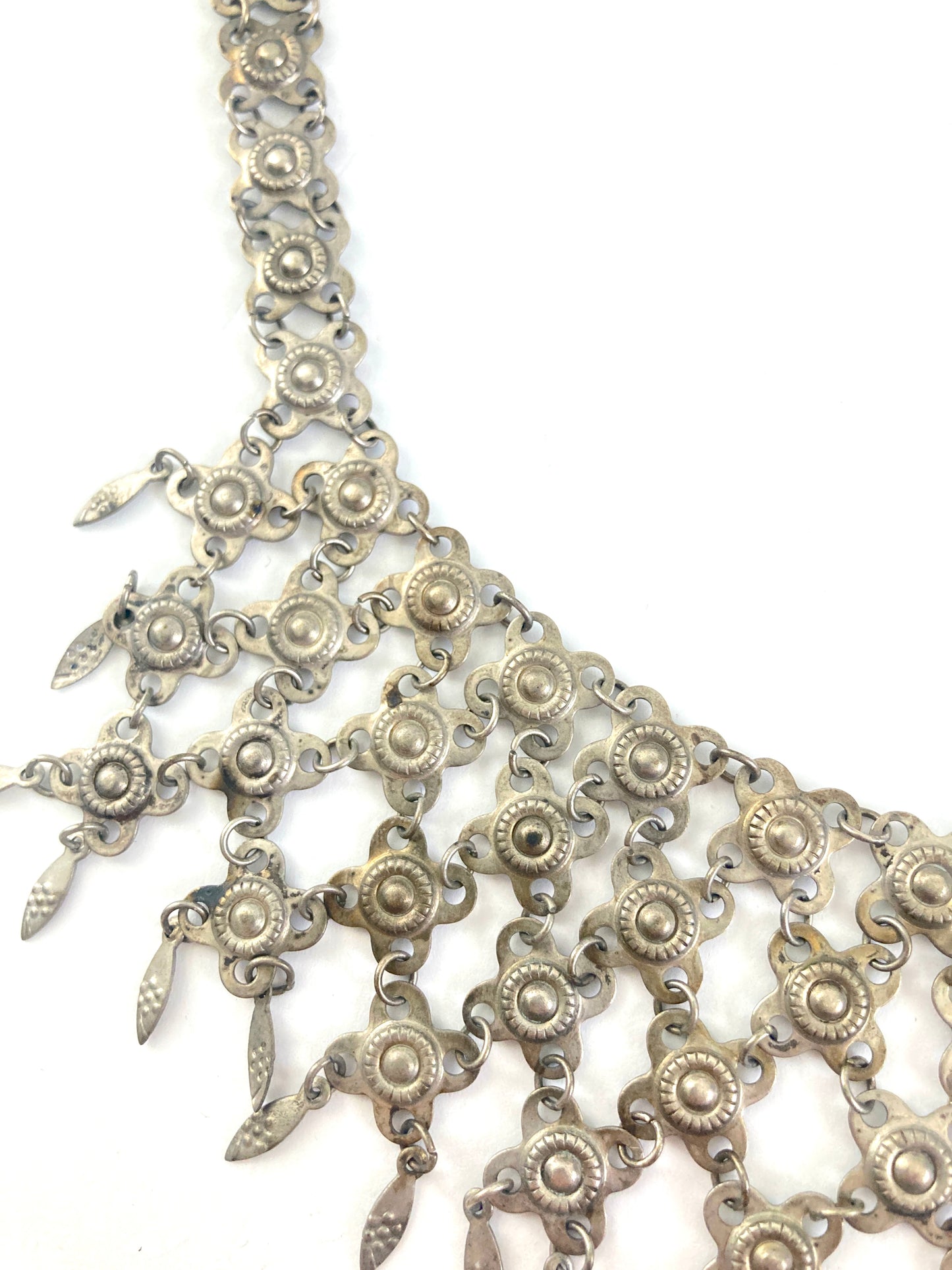 Middle Eastern Stamped Metal Bib Necklace