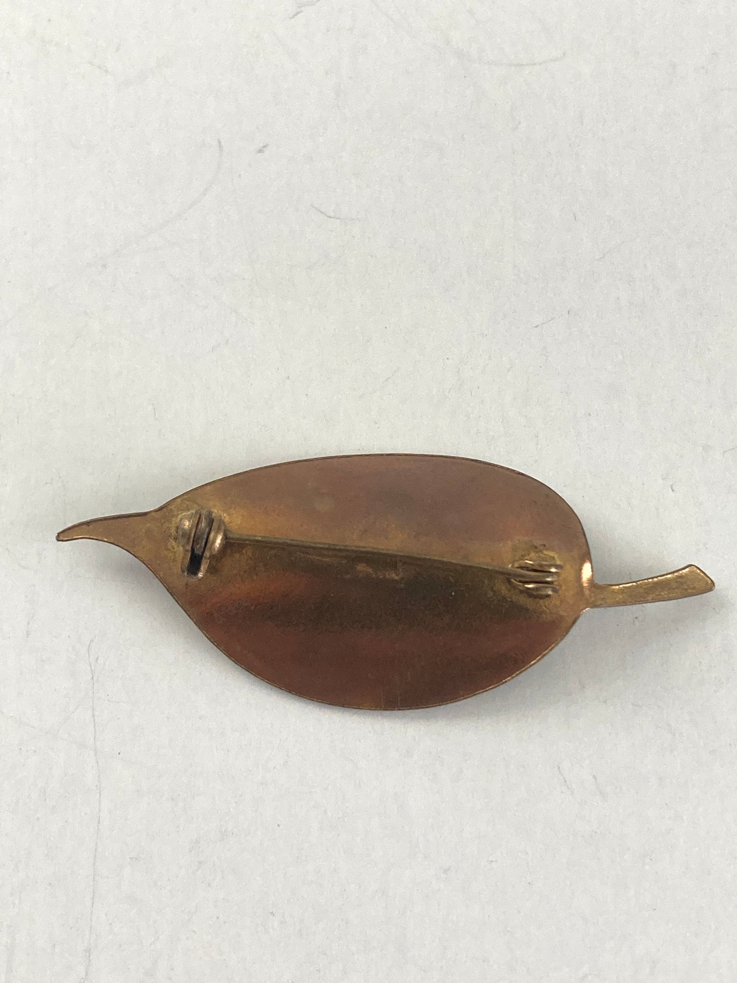Damascene Leaf with Pearls Brooch Marked Spain