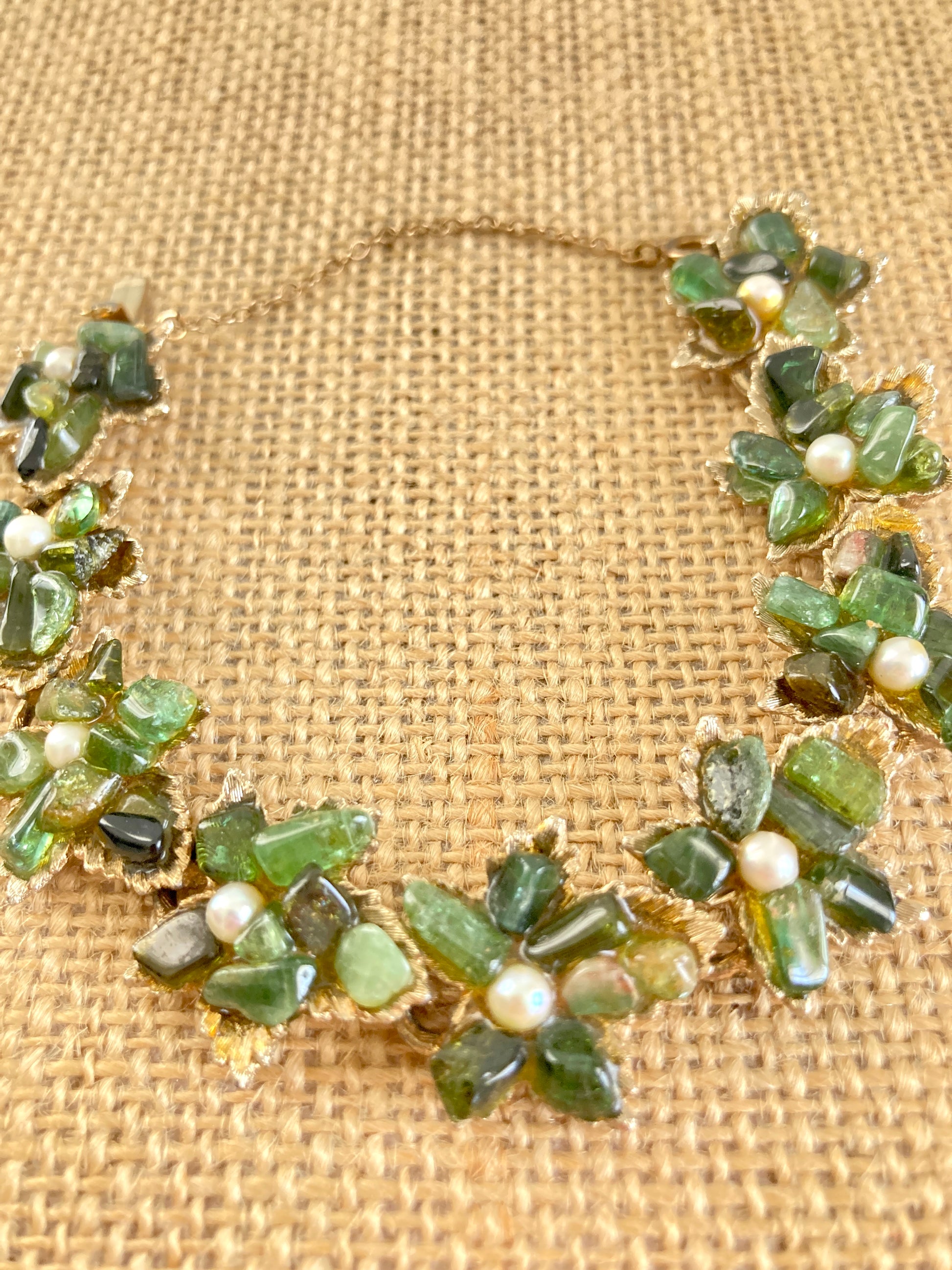 Swoboda Jadeite & Pearl Leaves Bracelet