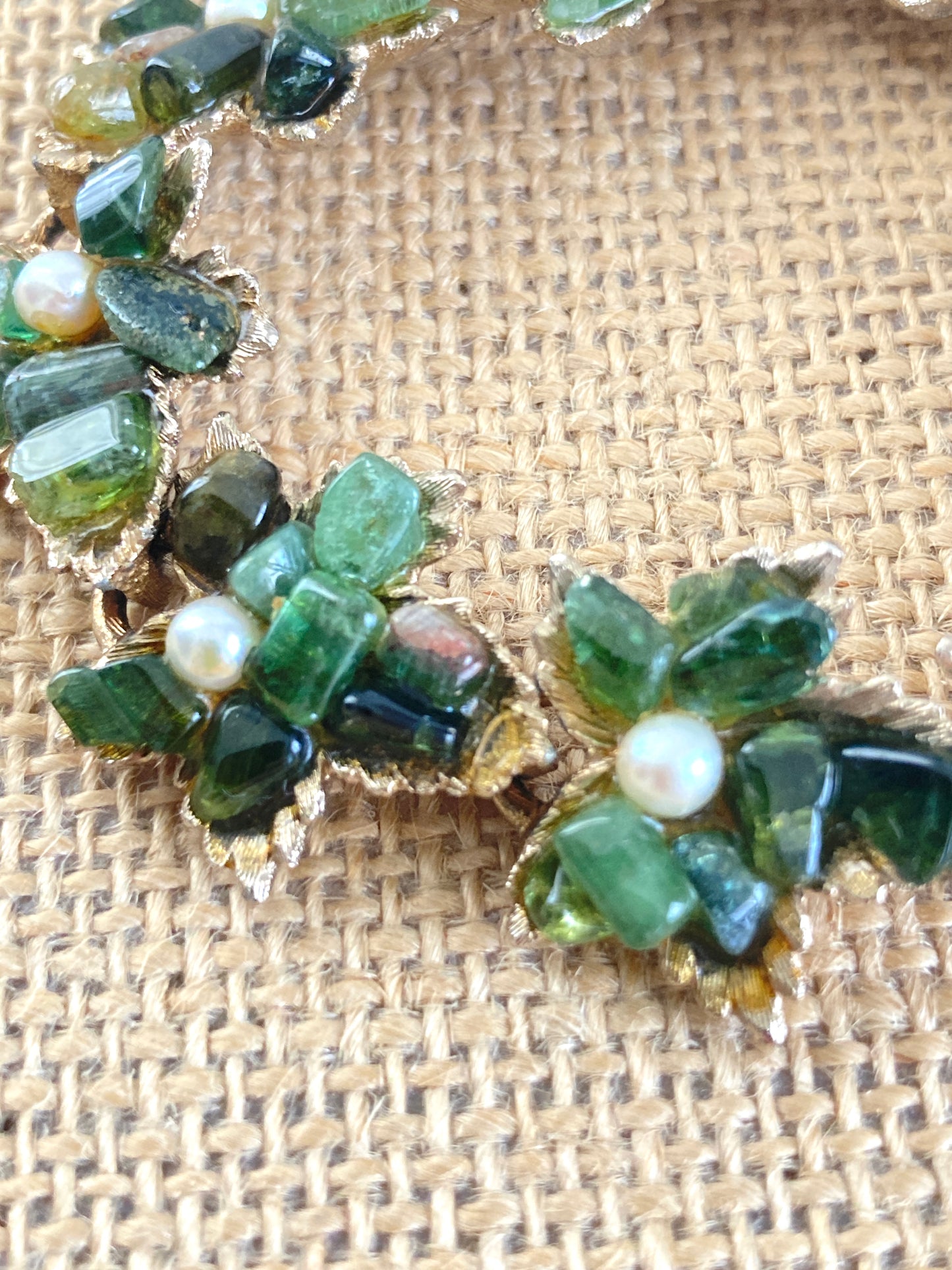 Swoboda Jadeite & Pearl Leaves Bracelet