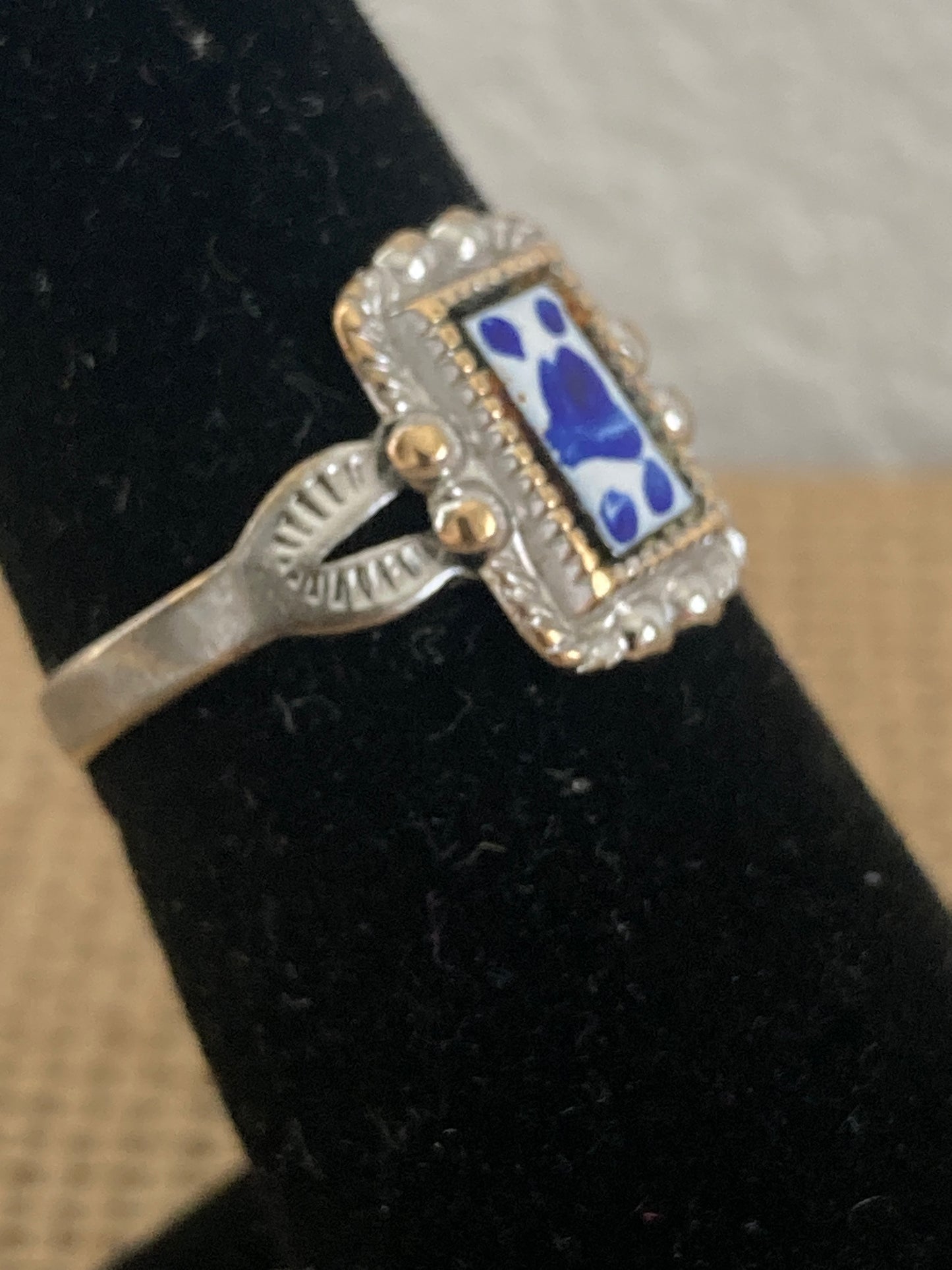 Blue and White Enamel Park Lane Ring