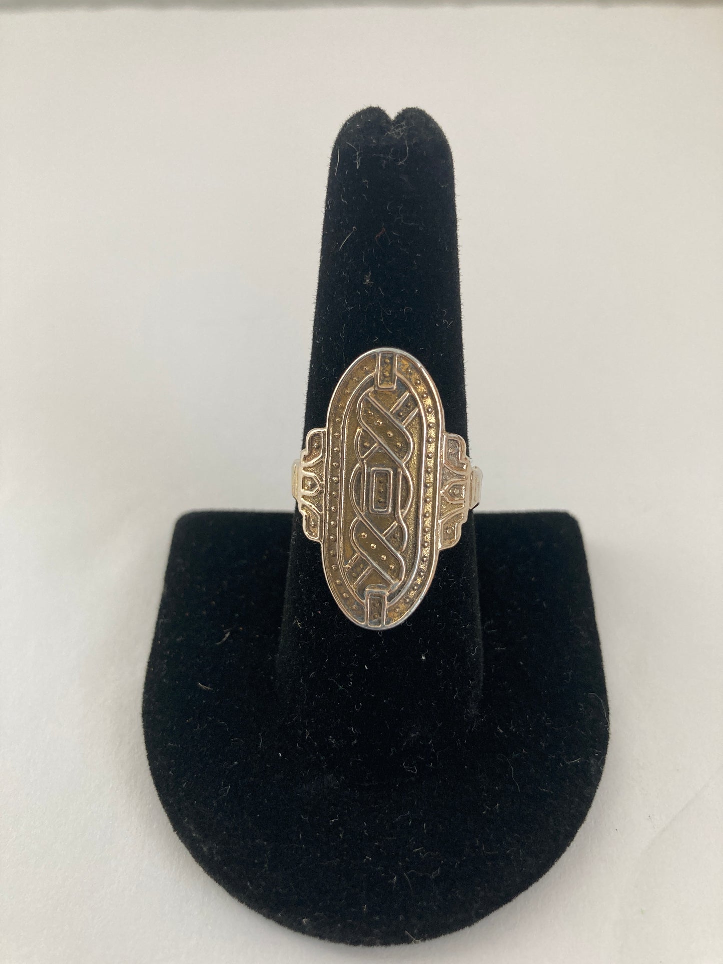 Gold Plated Elongated Shield Shaped Ring