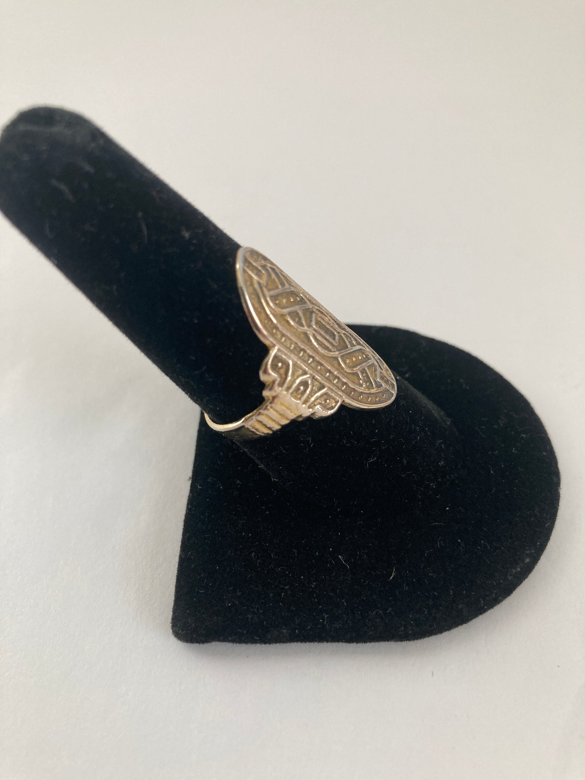 Gold Plated Elongated Shield Shaped Ring