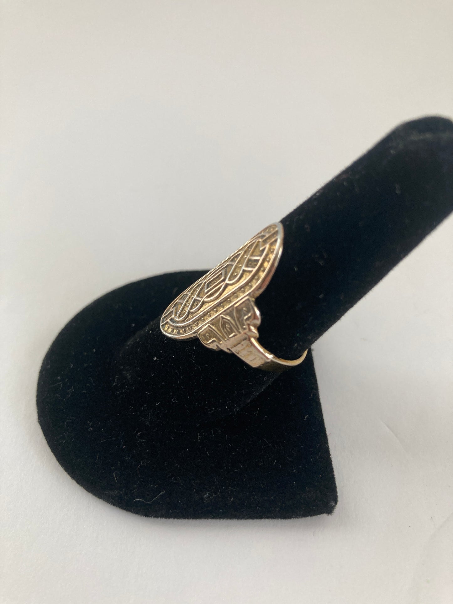 Gold Plated Elongated Shield Shaped Ring