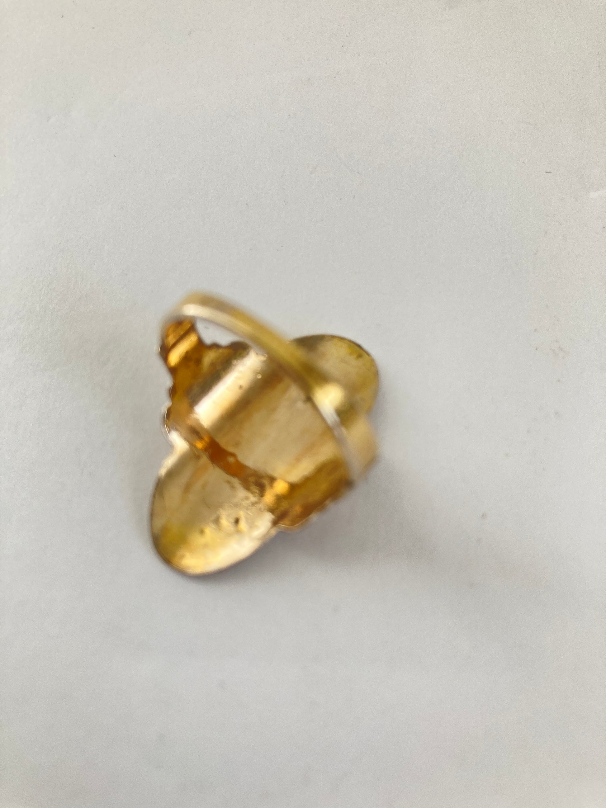 Gold Plated Elongated Shield Shaped Ring