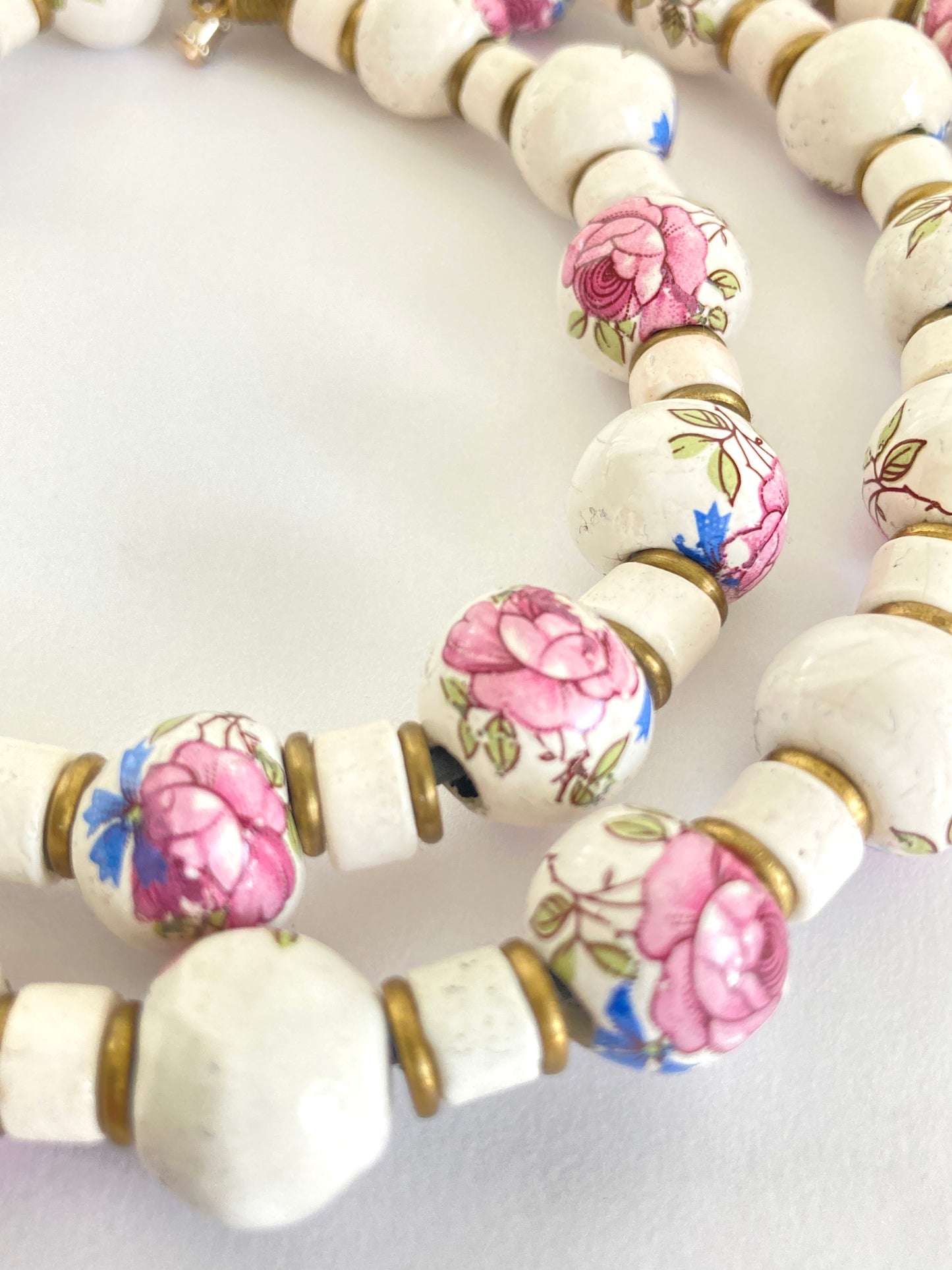 Ceramic Rose Bead Necklace