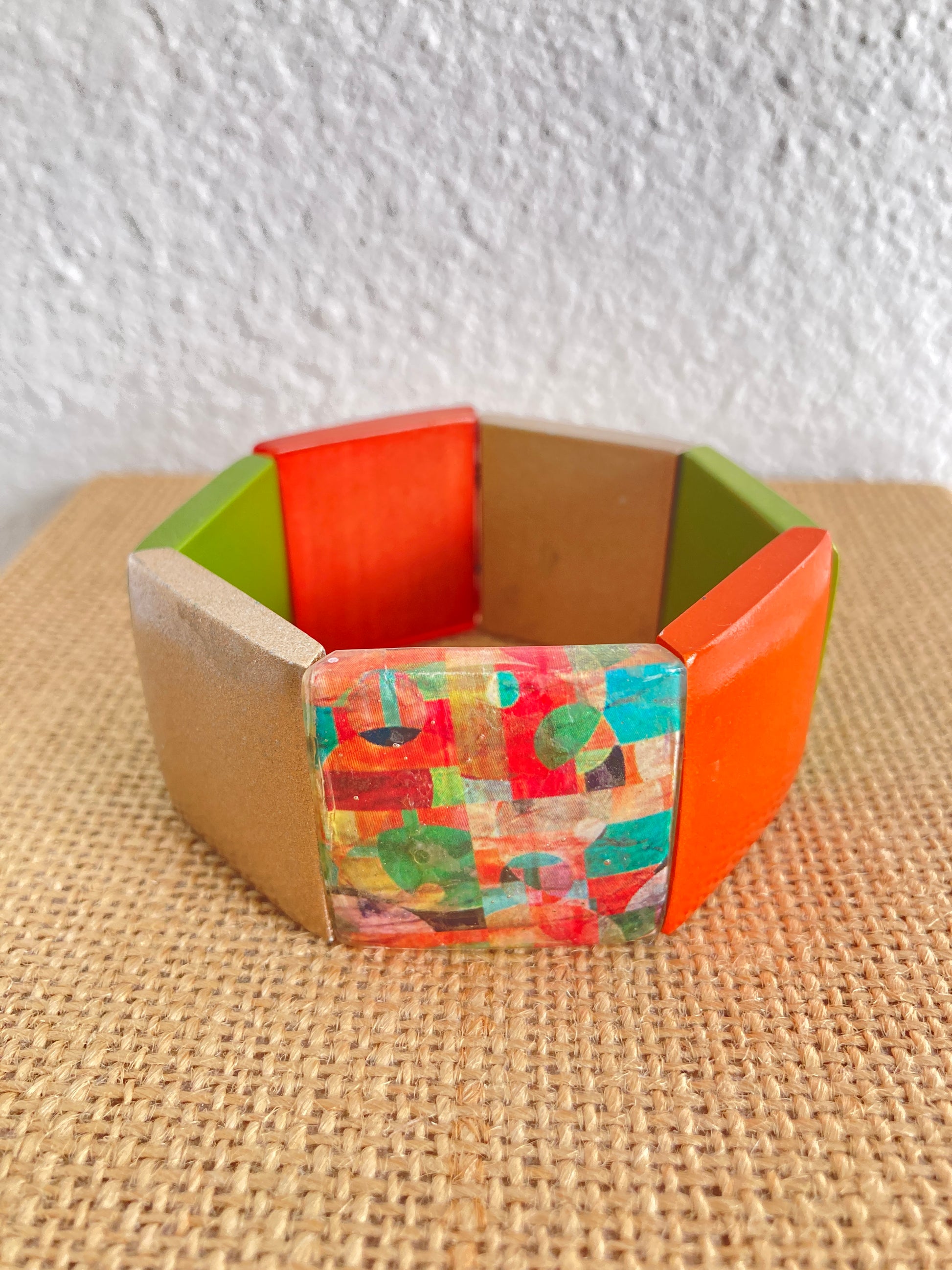 Chunky Colorful Wood Stretch Bracelet