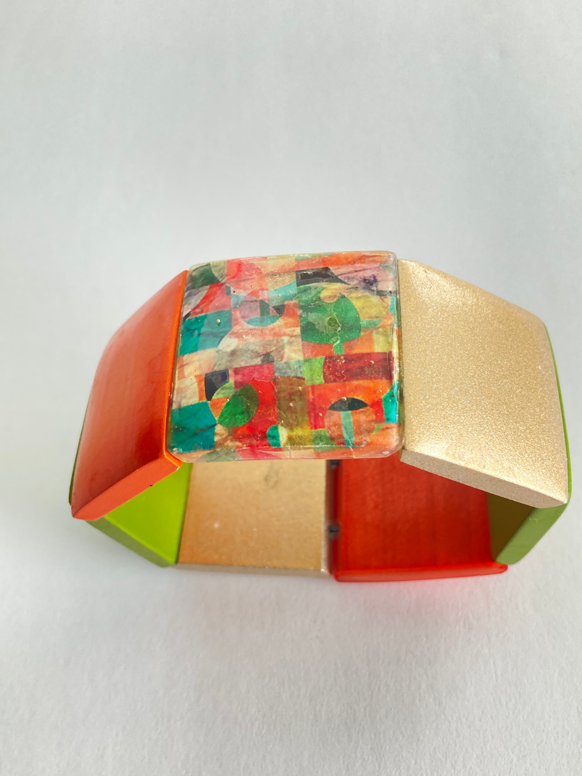 Chunky Colorful Wood Stretch Bracelet
