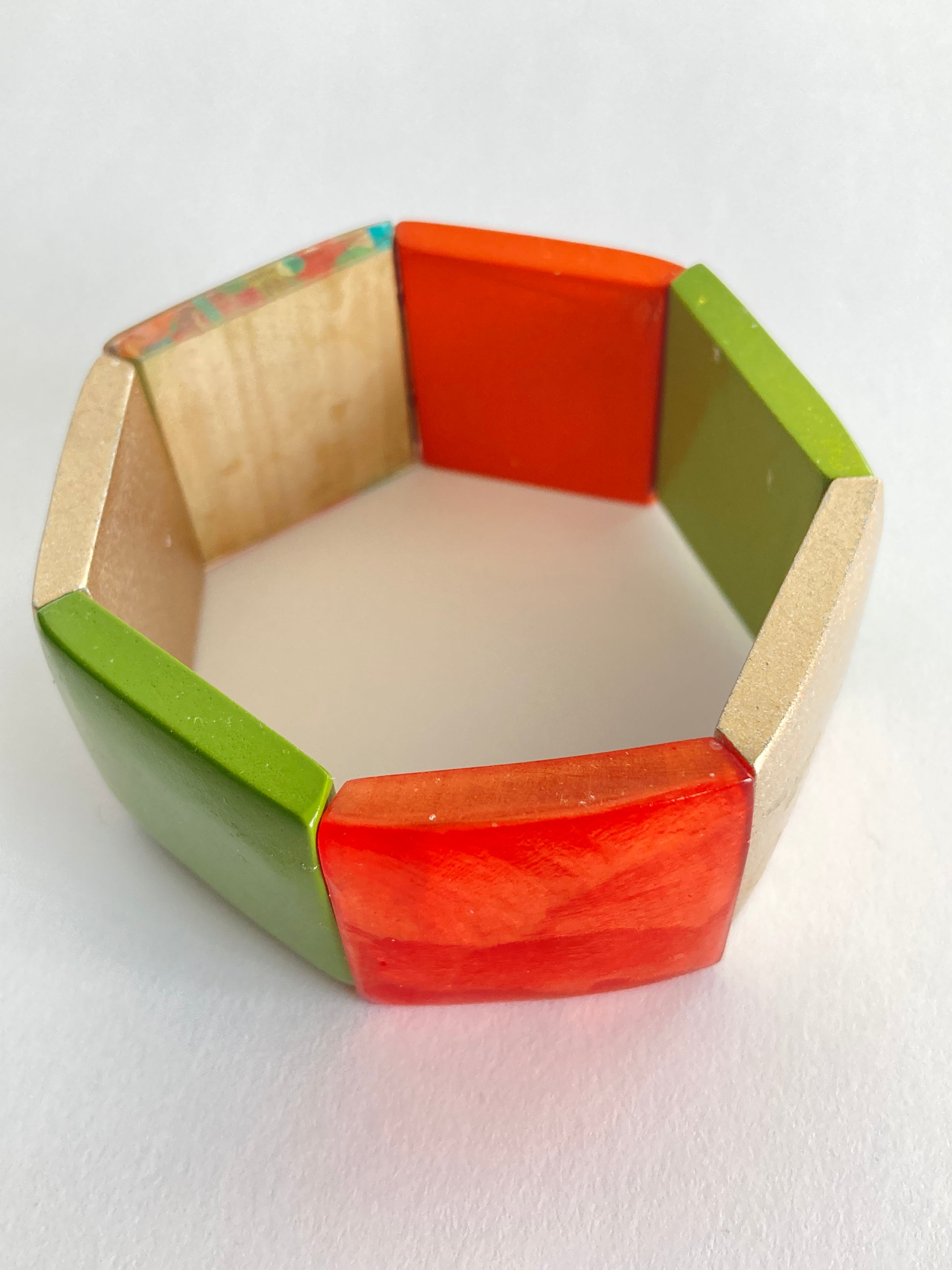 Chunky Colorful Wood Stretch Bracelet