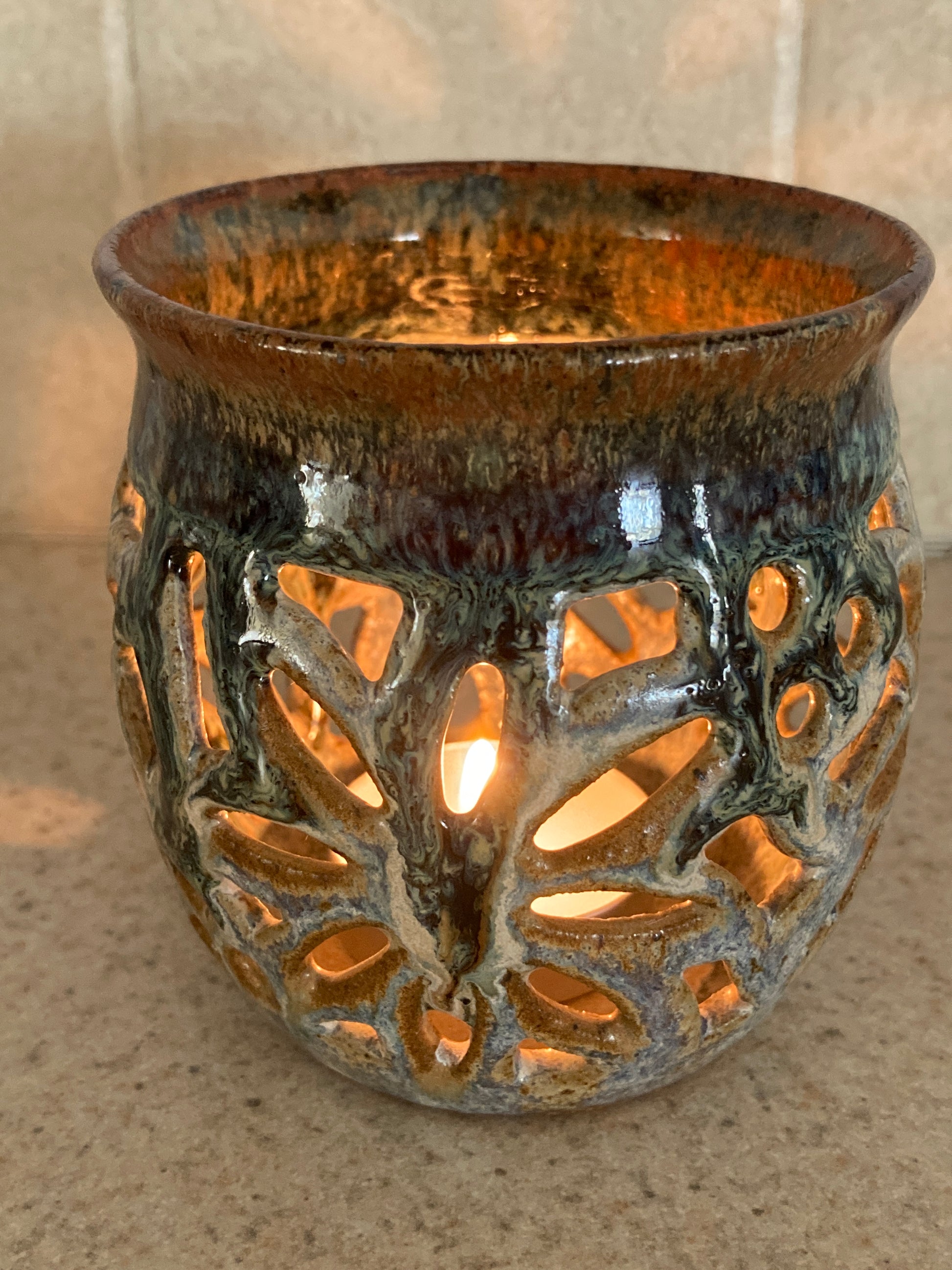 Studio Pottery Tea Light Holder