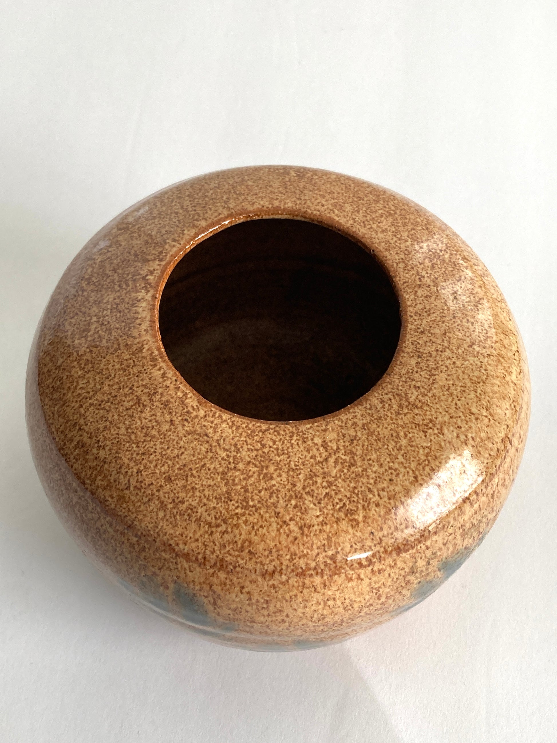 Mid Century Art Pottery Vase W/ Lotus Flowers