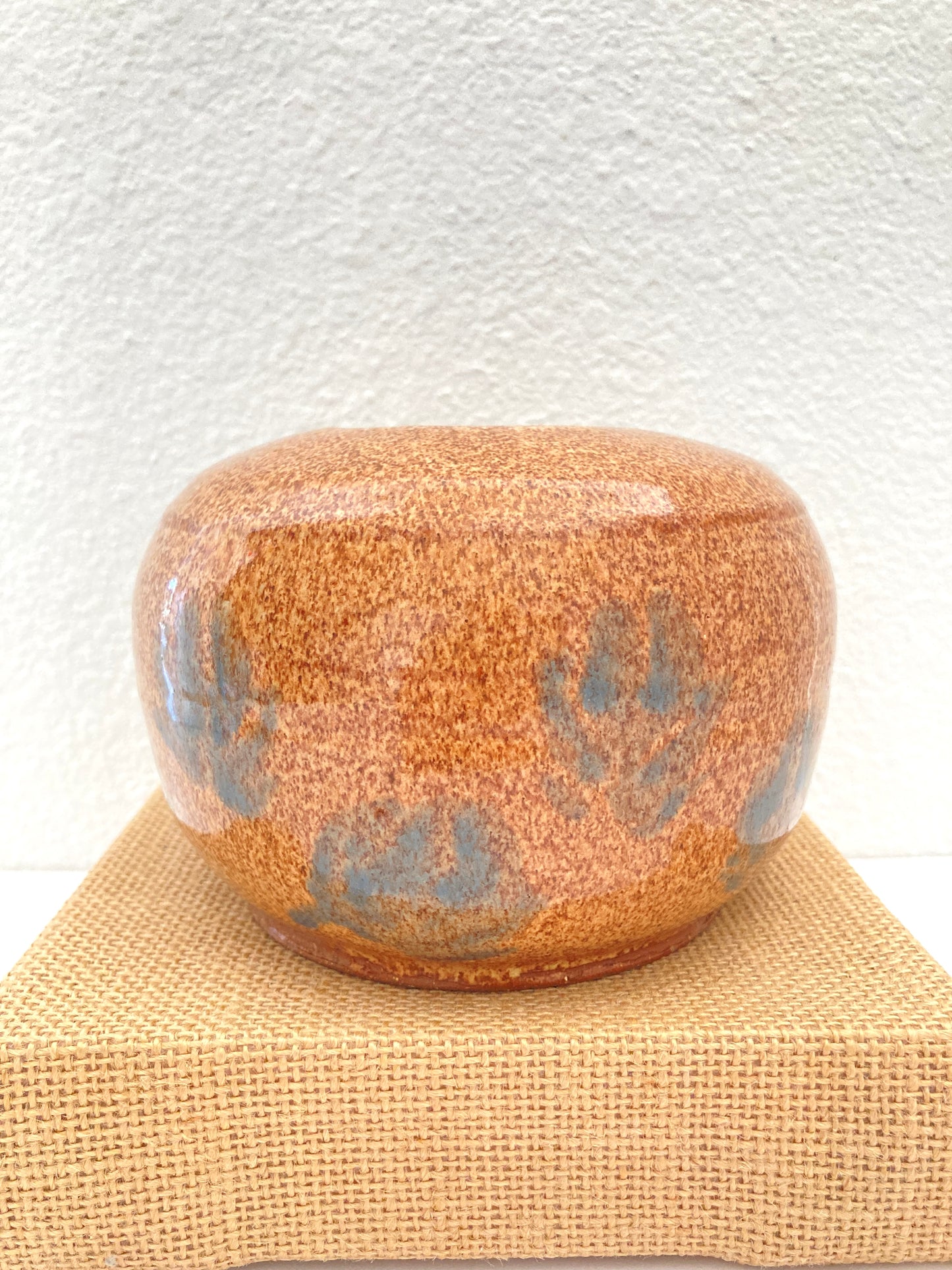 Mid Century Art Pottery Vase W/ Lotus Flowers