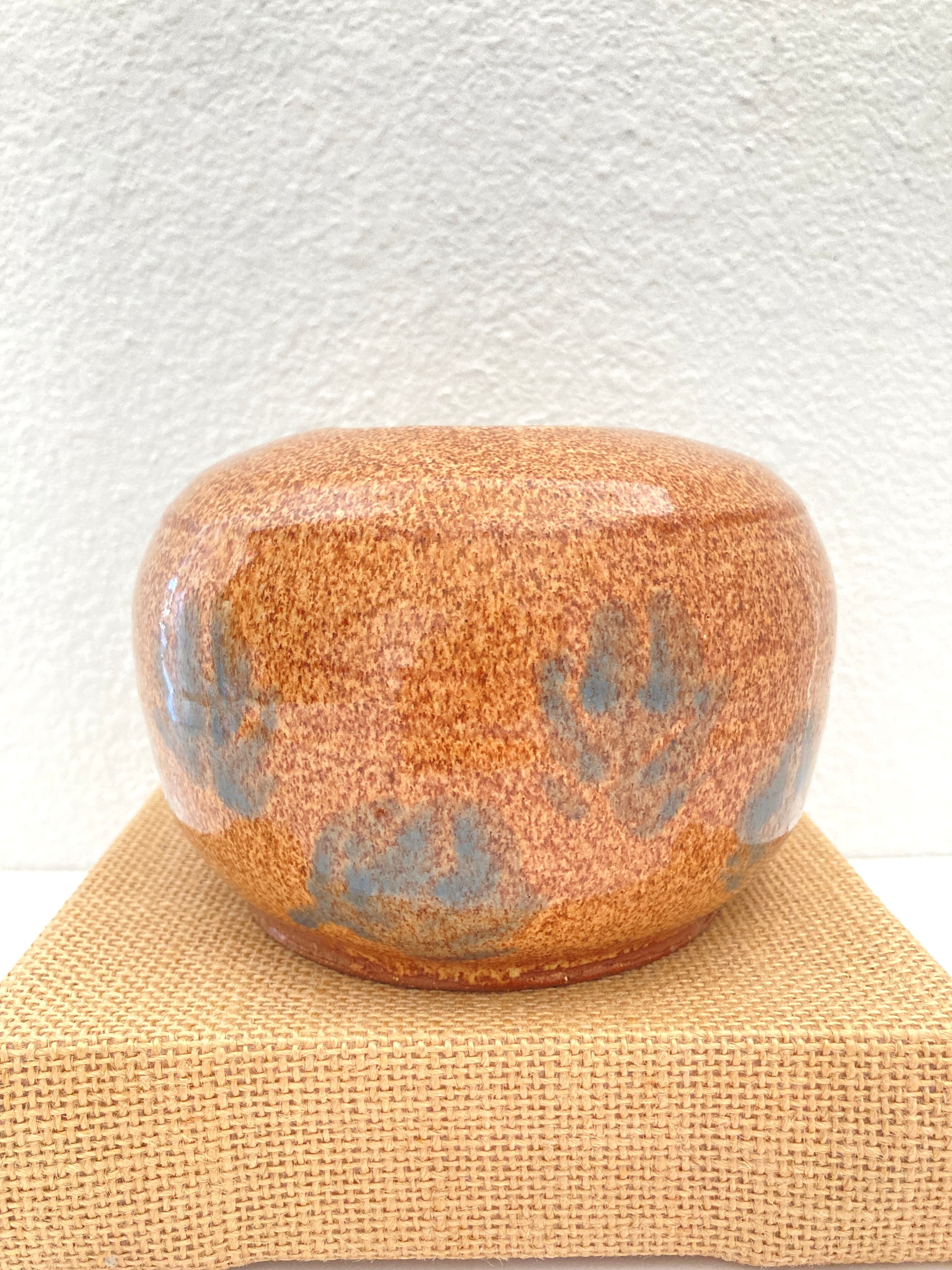 Mid Century Art Pottery Vase W/ Lotus Flowers
