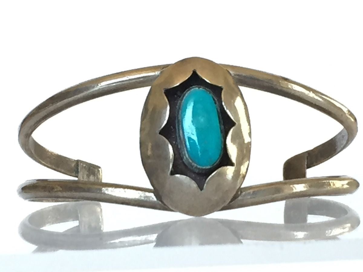 Native American Style Silver and Turquoise Bracelet