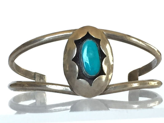Native American Style Silver and Turquoise Bracelet