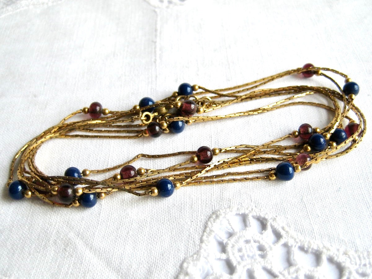 Monet Lapis and Amethyst Beaded Necklace