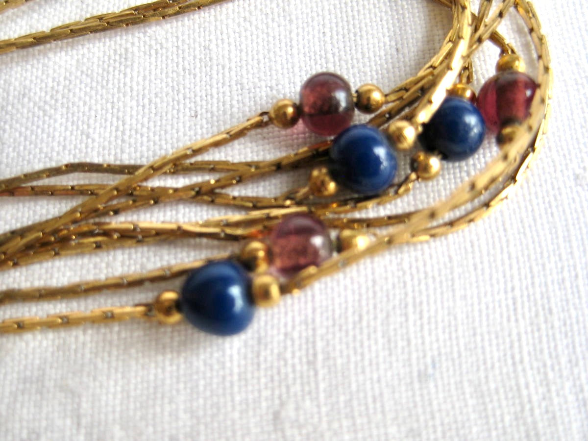 Monet Lapis and Amethyst Beaded Necklace