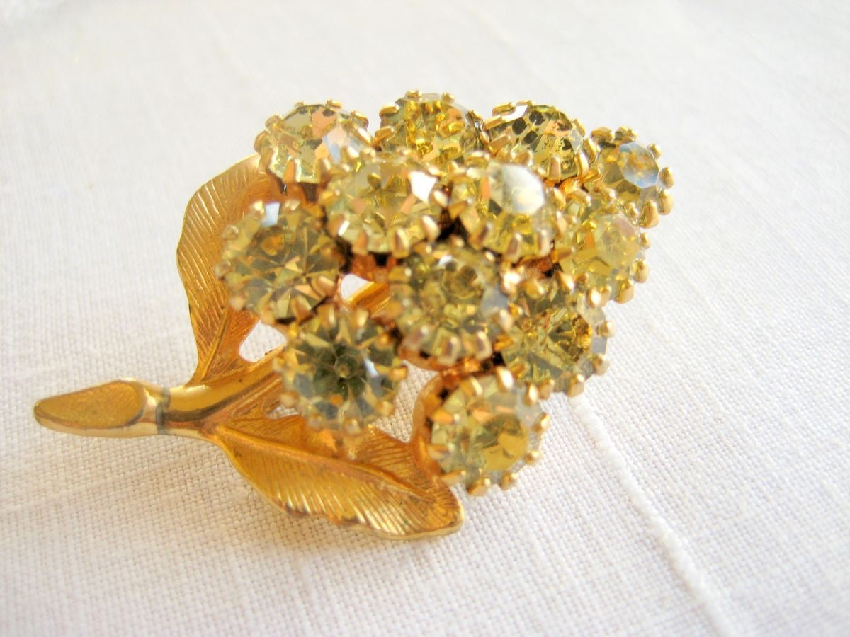 Rhinestone Grape Cluster Brooch