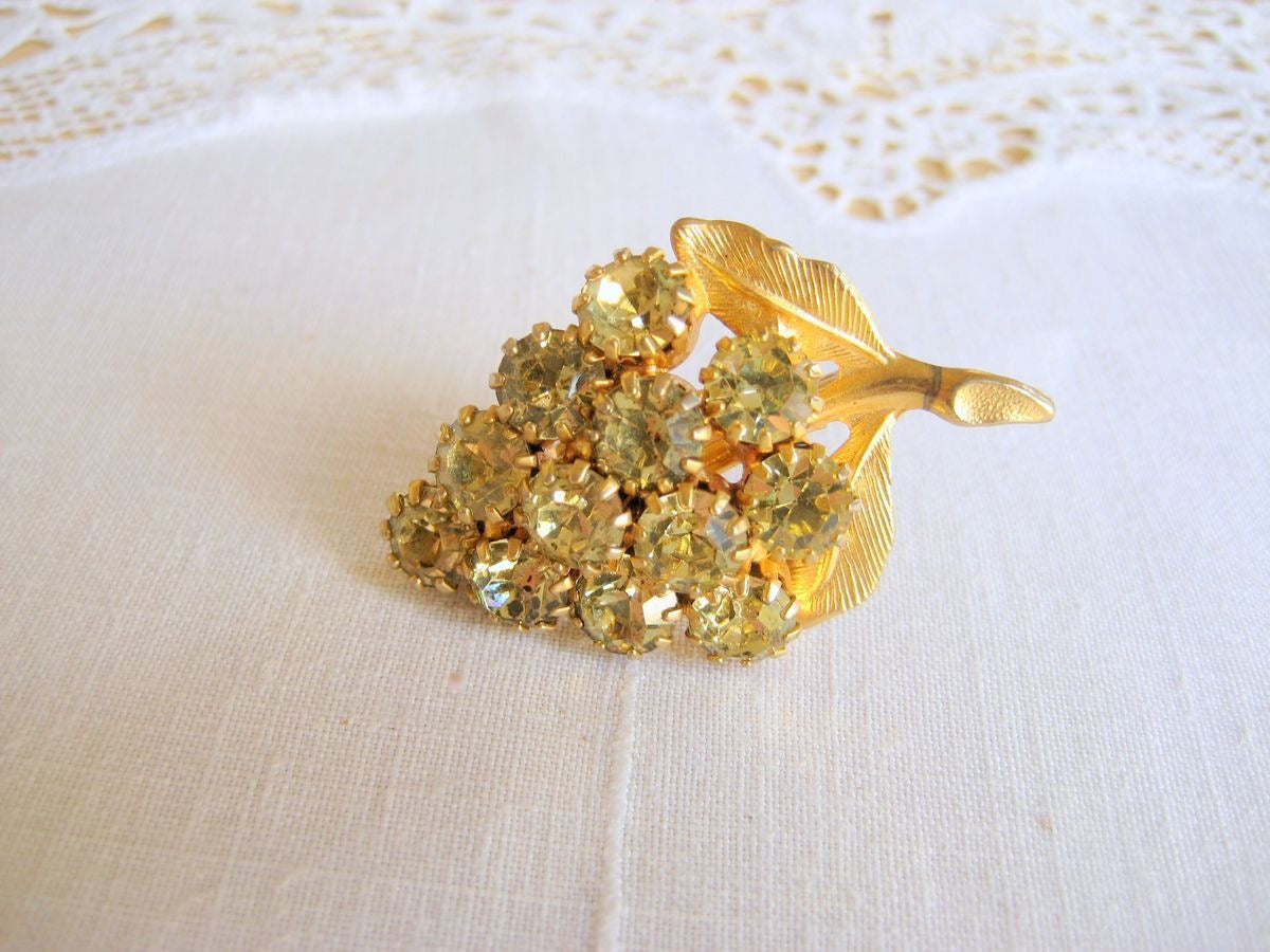Rhinestone Grape Cluster Brooch