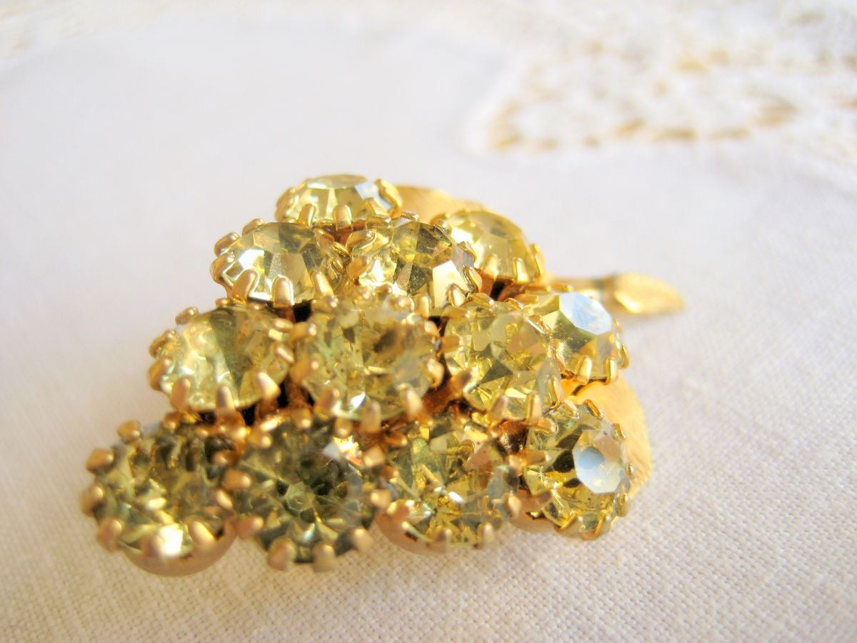 Rhinestone Grape Cluster Brooch