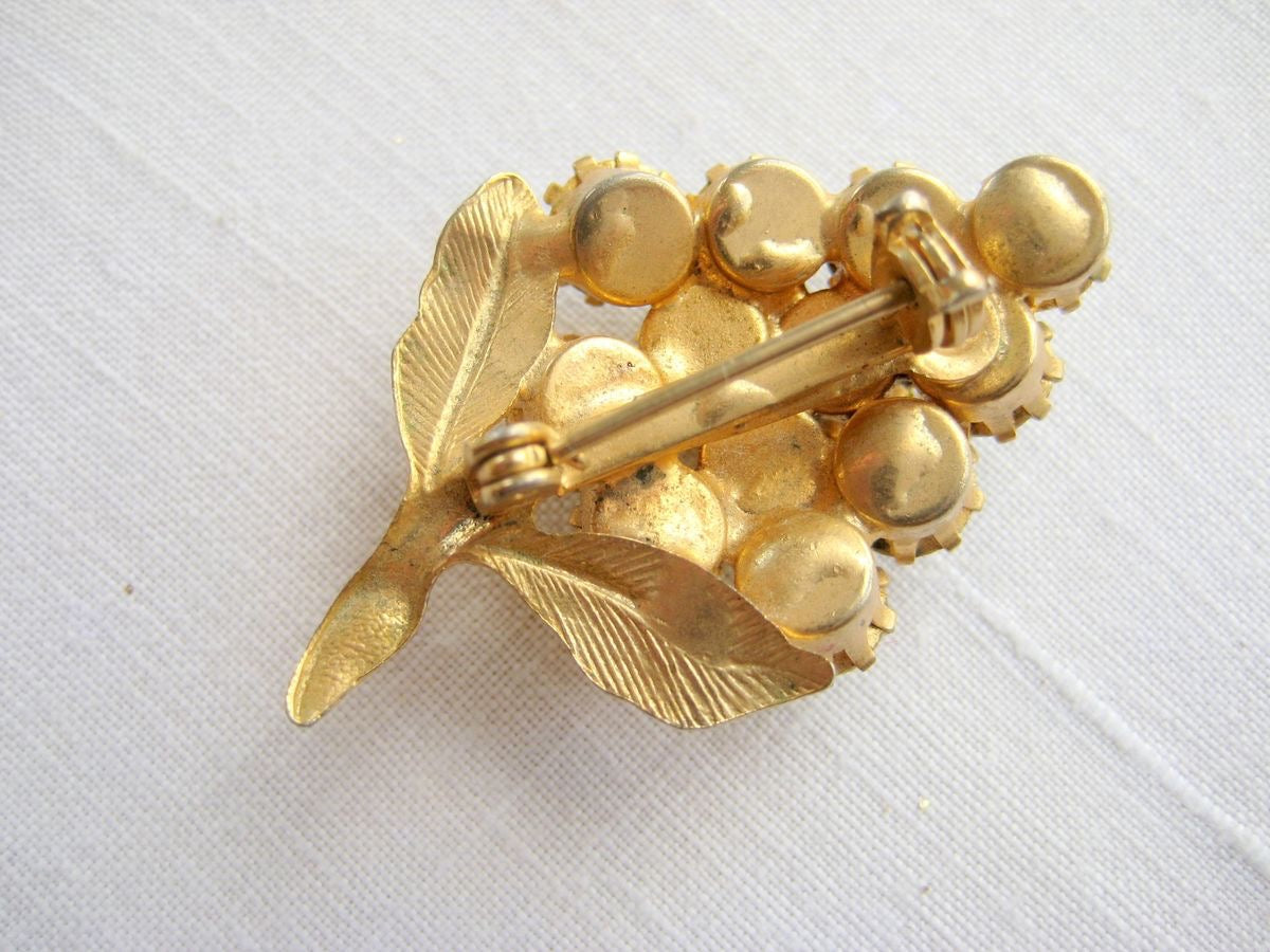 Rhinestone Grape Cluster Brooch