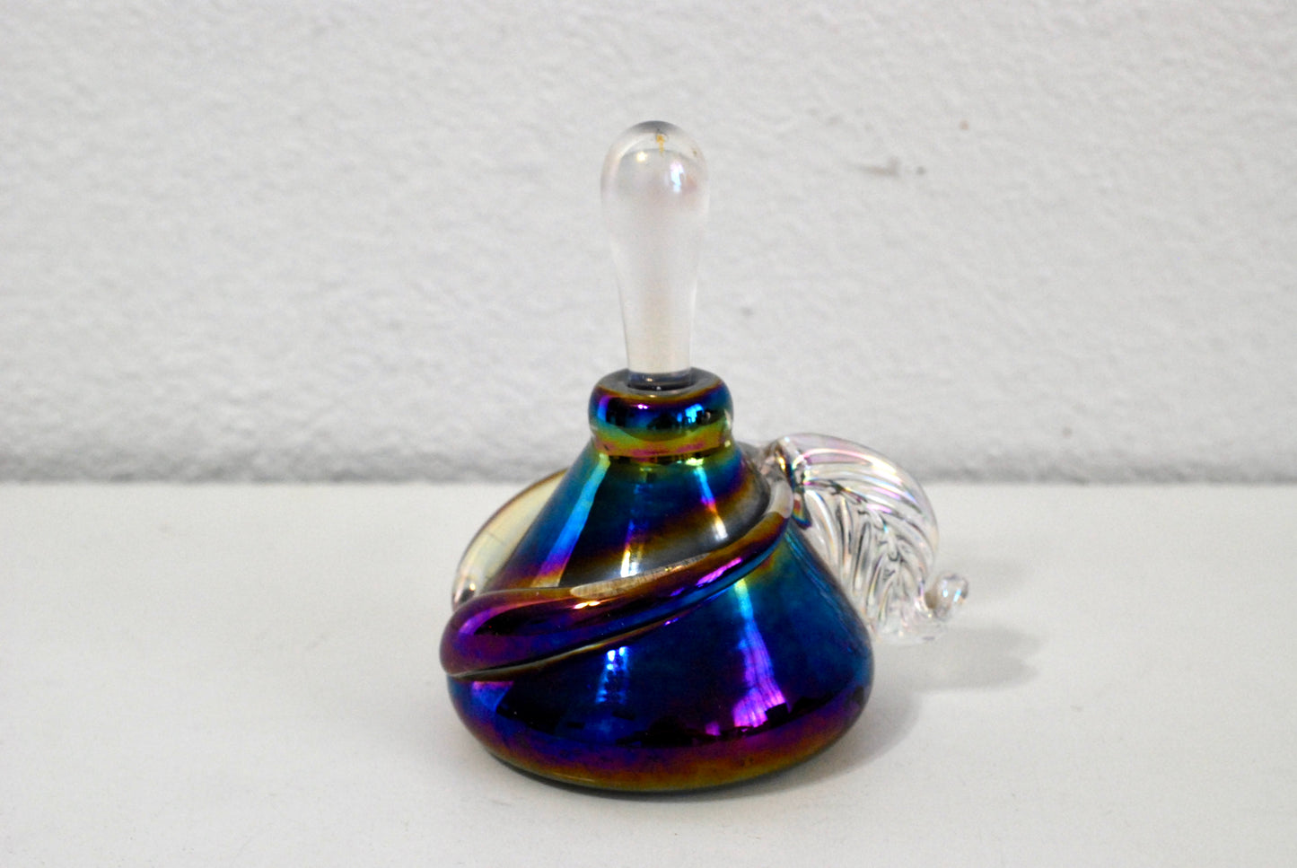 Purple Irridescent Art Glass Perfume Bottle