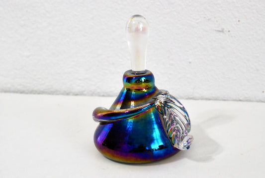 Purple Irridescent Art Glass Perfume Bottle