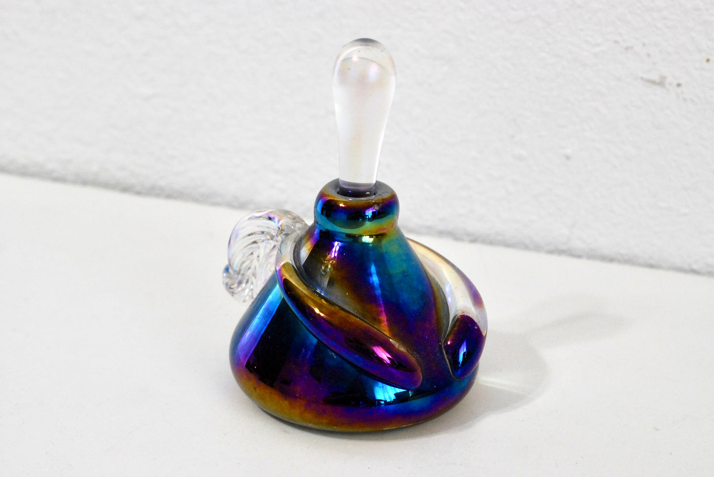 Purple Irridescent Art Glass Perfume Bottle