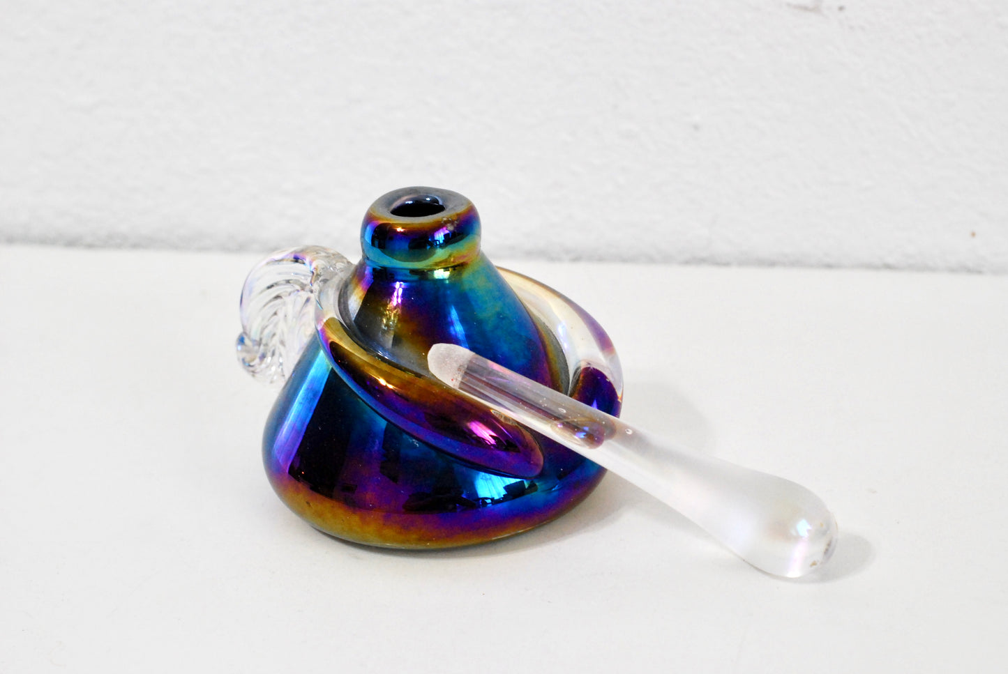 Purple Irridescent Art Glass Perfume Bottle