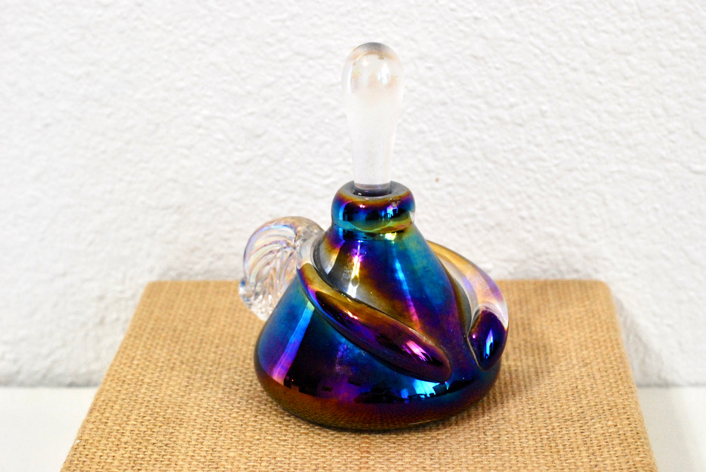 Purple Irridescent Art Glass Perfume Bottle
