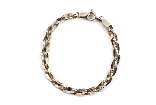 Sterling Silver Triple Strand Braided Herringbone Bracelet
