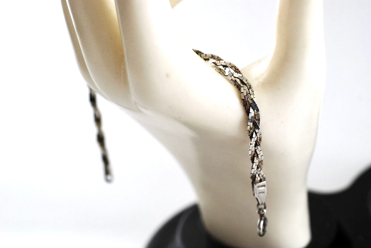 Sterling Silver Triple Strand Braided Herringbone Bracelet