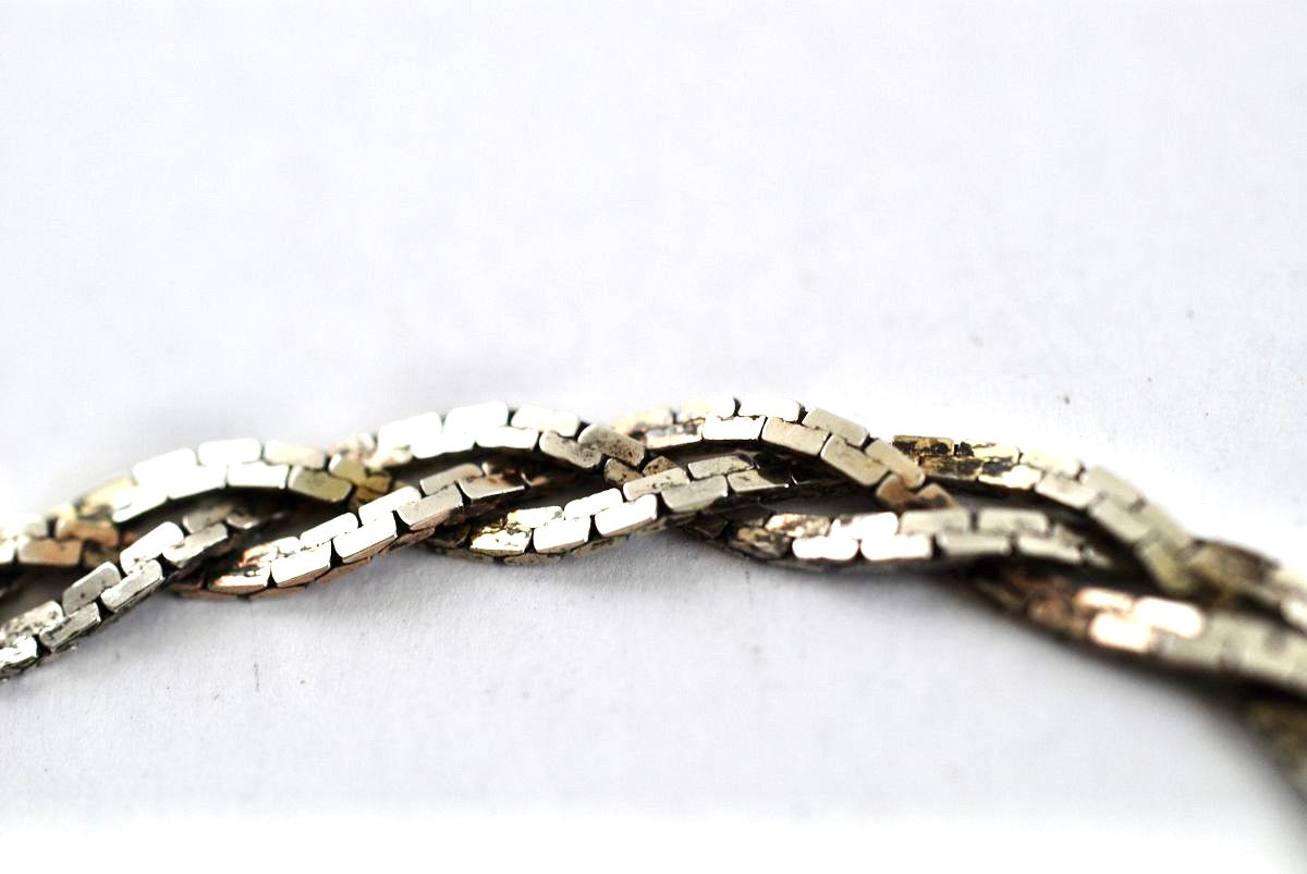 Sterling Silver Triple Strand Braided Herringbone Bracelet