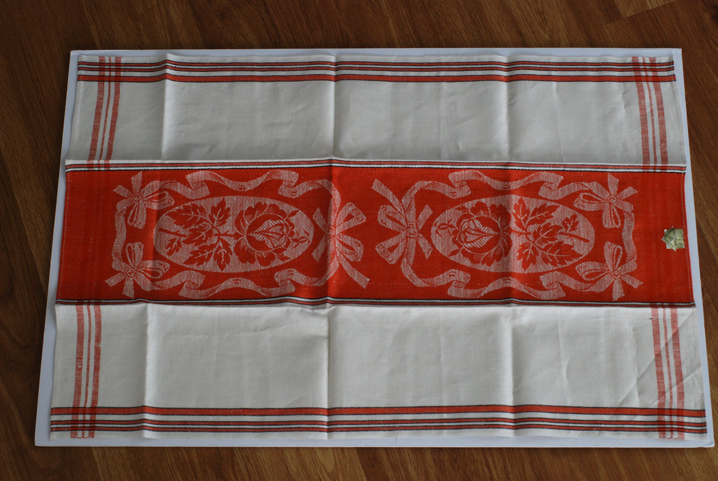 Linen Kitchen Towel NOS made in Czech Burnt Orange