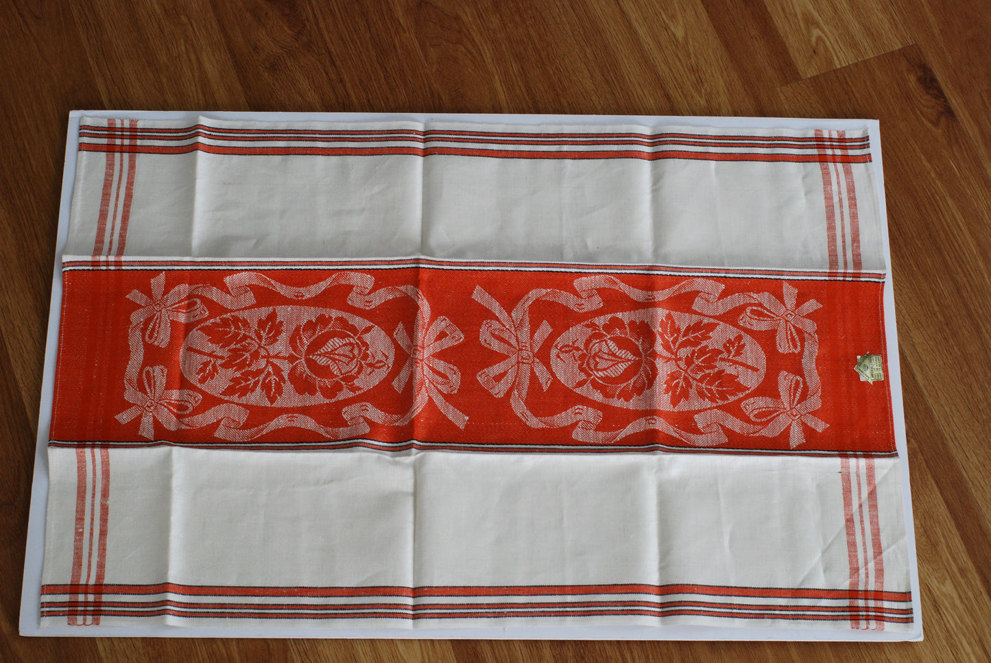 Linen Kitchen Towel NOS made in Czech Burnt Orange