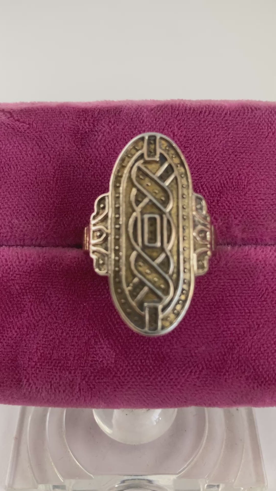 Gold Plated Elongated Shield Shaped Ring