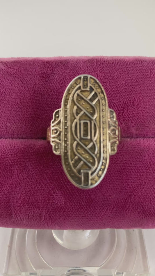Gold Plated Elongated Shield Shaped Ring