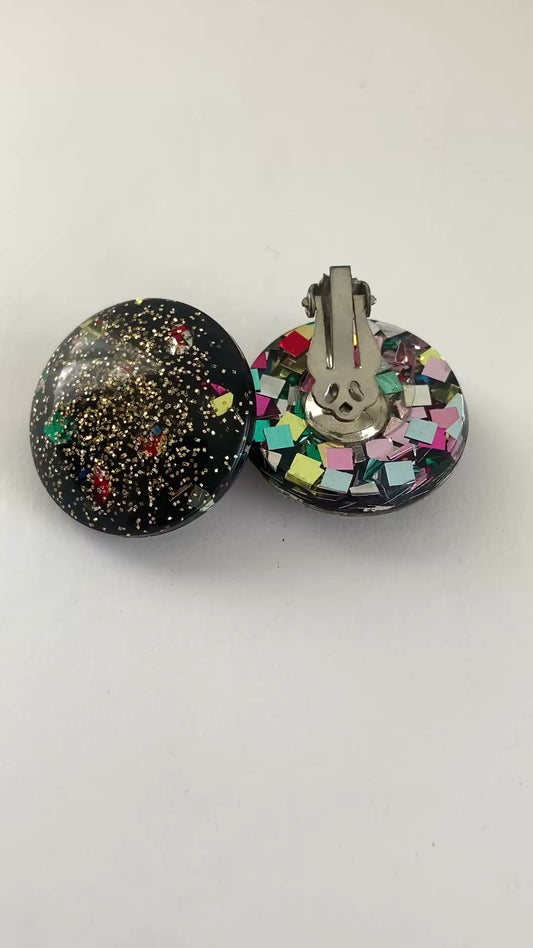 Glitter & Confetti Button Earrings