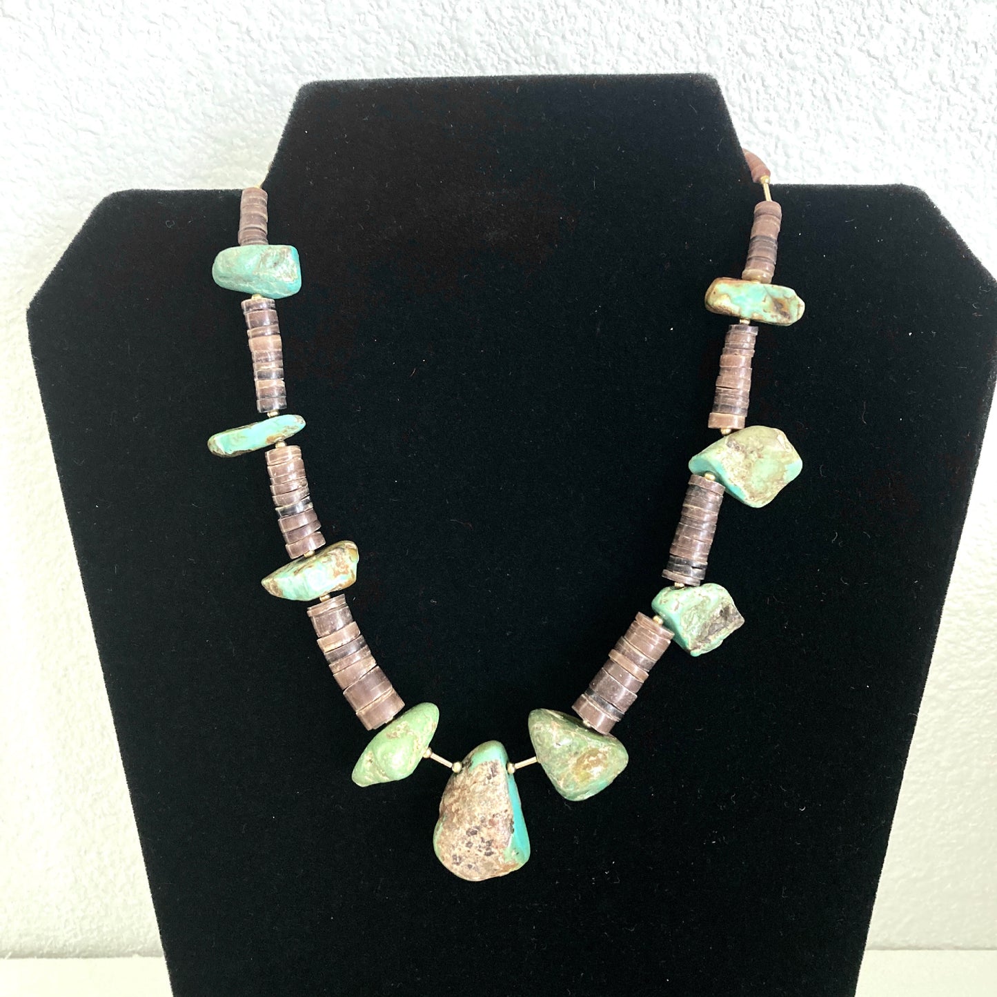 Raw Chunky Turquoise & Heishi Bead Necklace