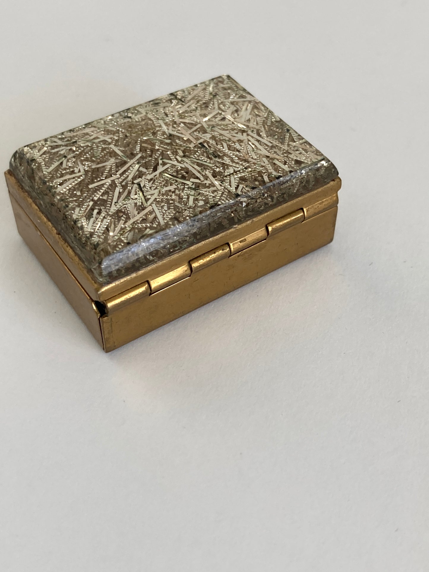 Vintage 1950s Silver Confetti Pill Box