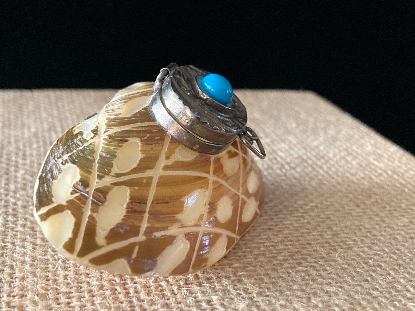 Hand Carved Shell Perfume/Snuff/Trinket Box