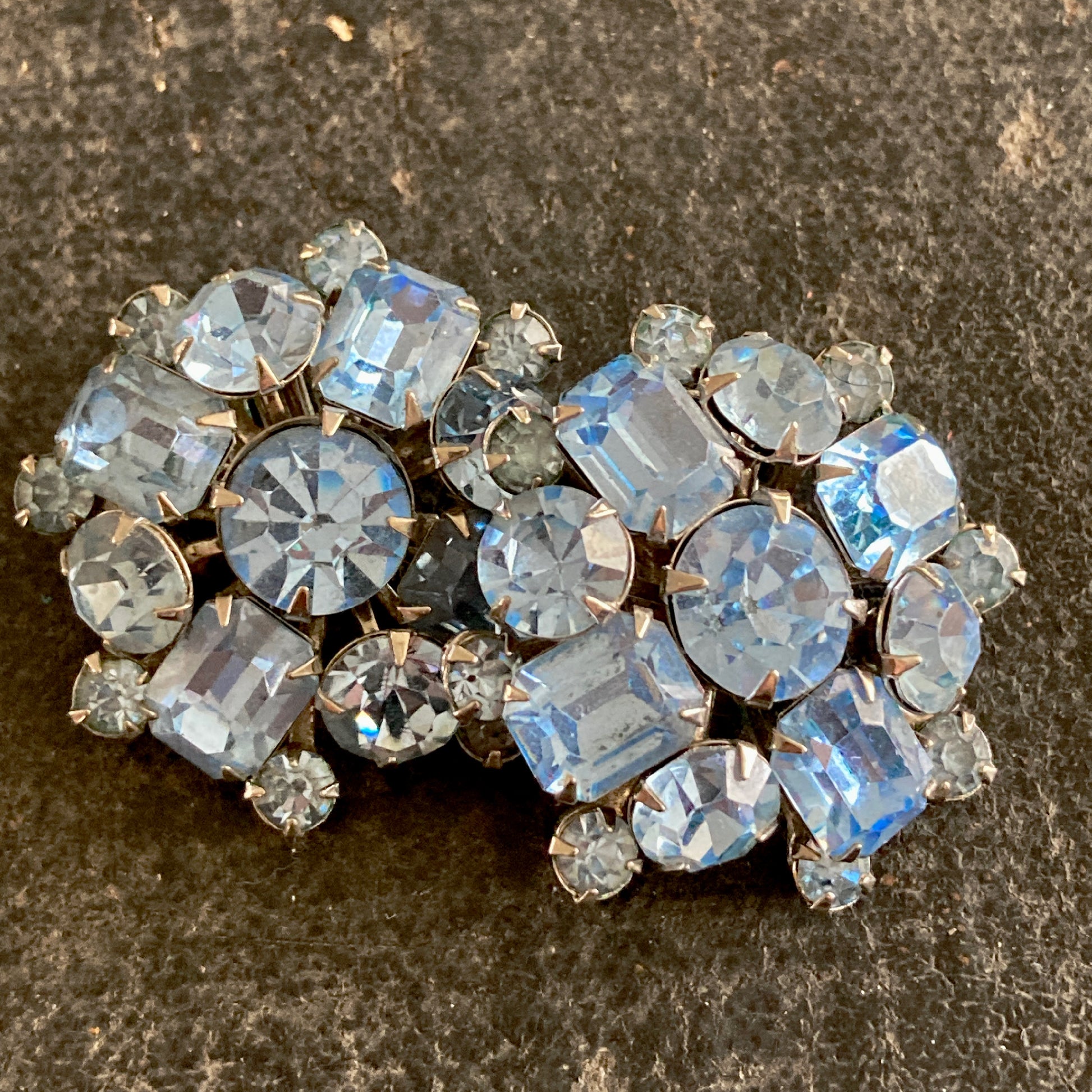 Mid Century Atomic Blue Crystal Starburst Earrings