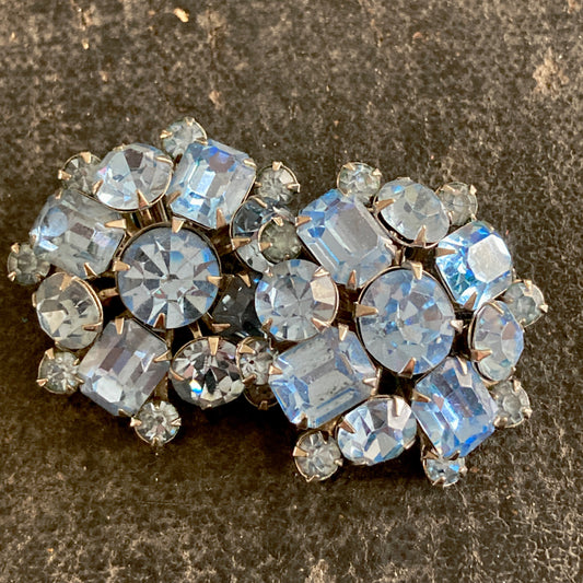 Mid Century Atomic Blue Crystal Starburst Earrings