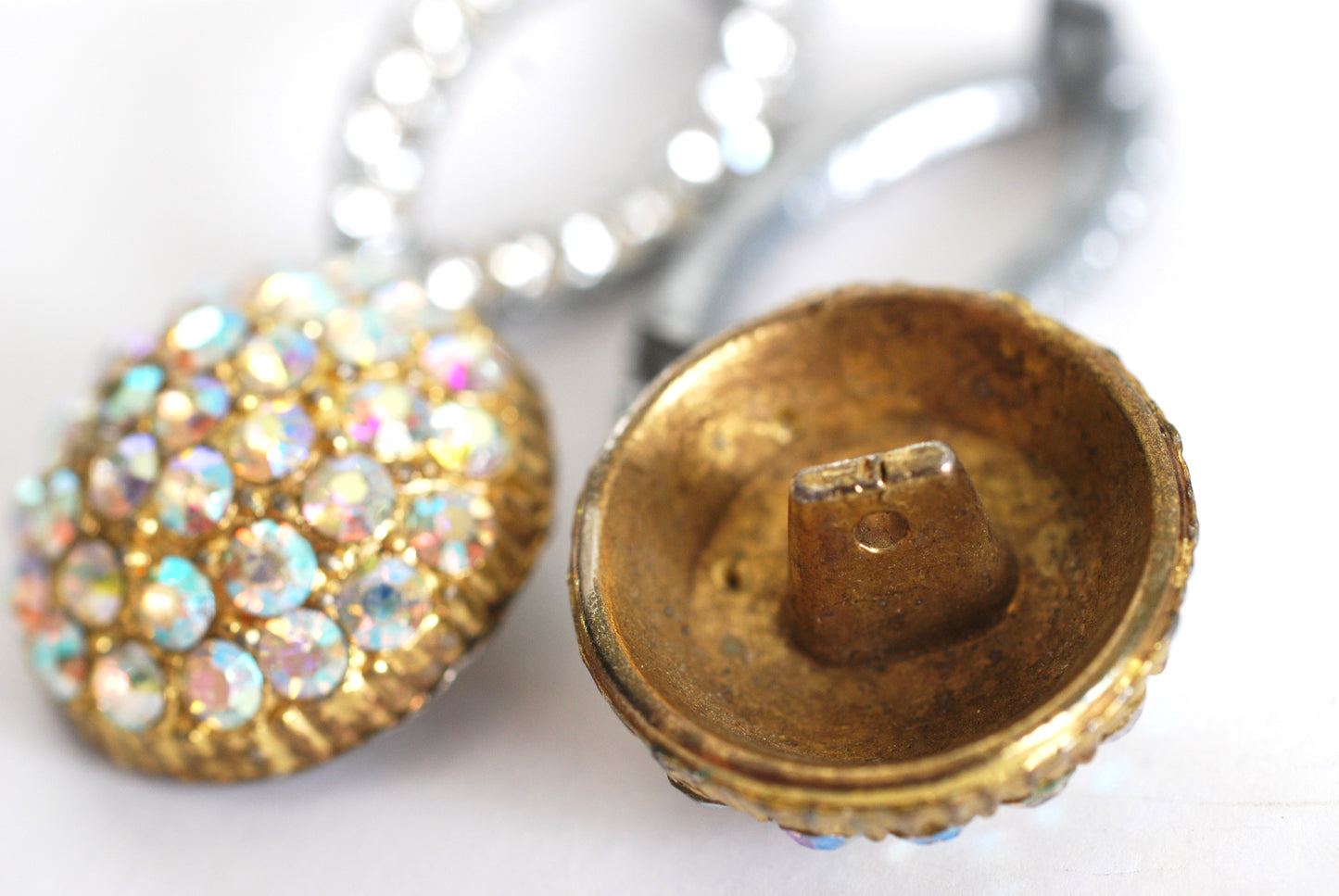 Two Pair of Large Vintage Rhinestone Buttons