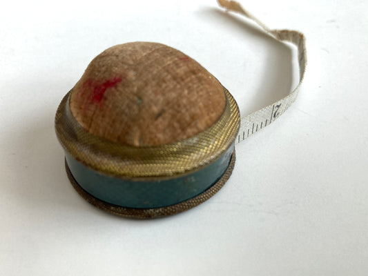 Antique Germany Sewing Tape Measure Pin Cushion Combo