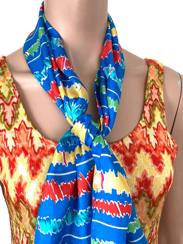 Vintage Silk Scarf Long and Colorful