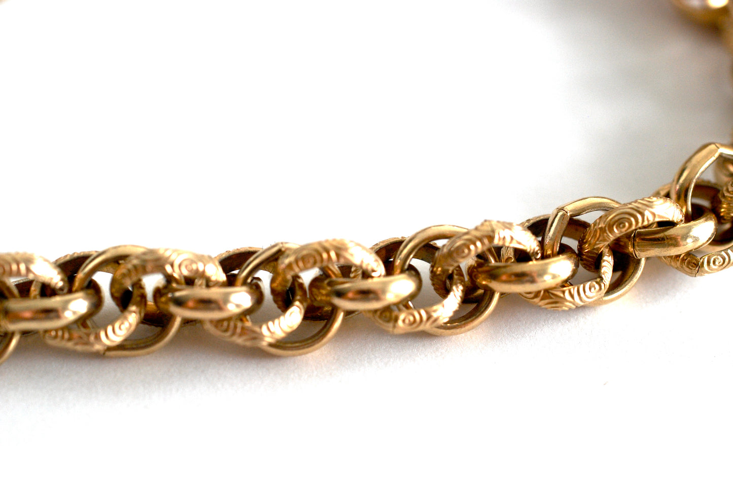 Chunky Textured Chain Bracelet with Large Heart Charm